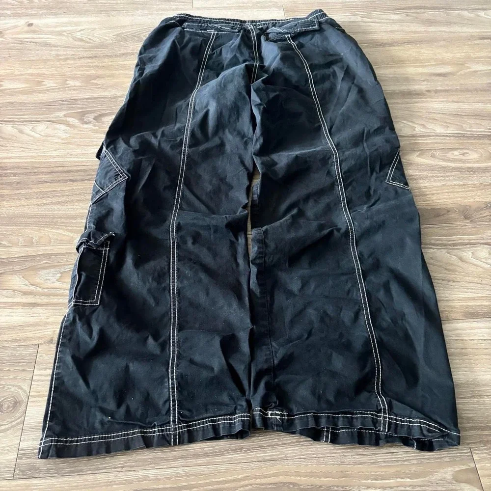 Vintage Y2K/2000s Baggy Garage Black Contrast Stitch Streetwear Cargo Pants!